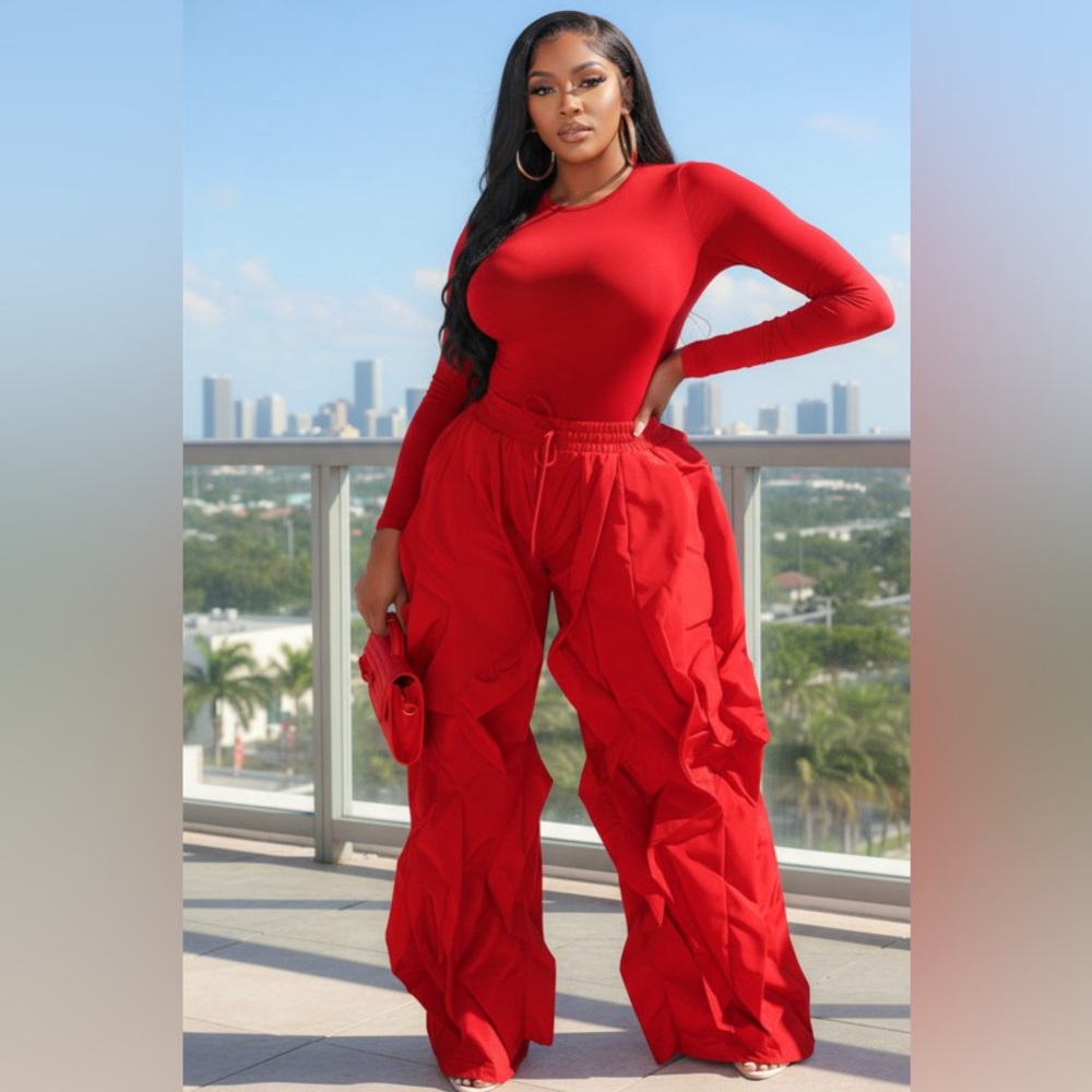 Red Ruffles Pants & Bodysuit Set